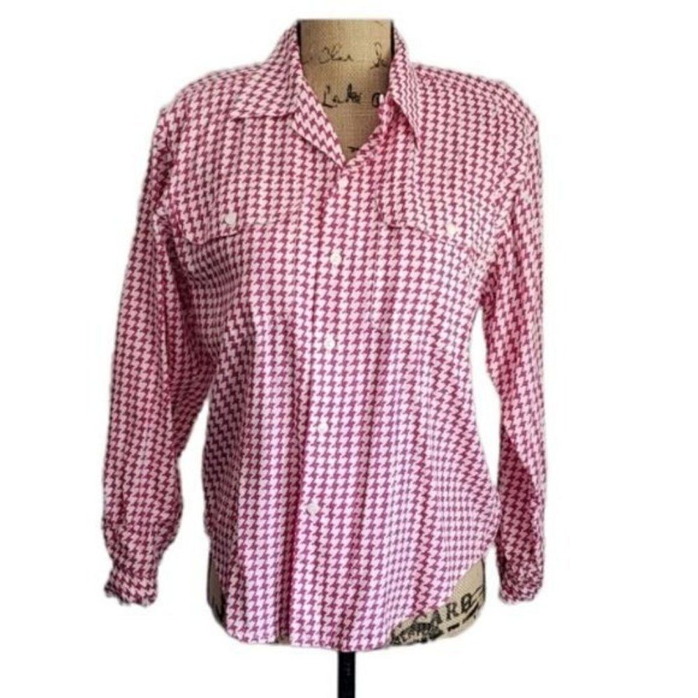 Vintage 90s LizWear Pink Houndstooth Shirt